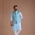Booti Pattern Cyan Color Half Nehru Designer Jacket with Kurta Pajama Set