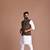 Four Pocket Brown Half Premium Faux Suede Leather Fabric Jacket With Kurta Pajama