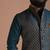 Leaf Pattern Teal Green Brocade Half Jodhpuri Jacket With Kurta Pajama