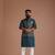 Leaf Pattern Teal Green Brocade Half Jodhpuri Jacket With Kurta Pajama