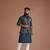 Leaf Pattern Teal Green Brocade Half Jodhpuri Jacket With Kurta Pajama