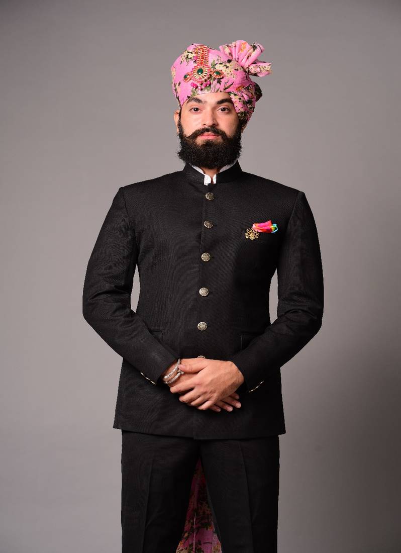 Black Designer Bandhgala Jodhpuri Suit