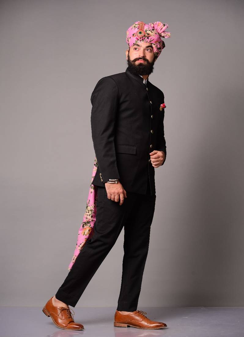 Black Designer Bandhgala Jodhpuri Suit
