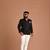 Exclusive Suede Leather Black Color Jodhpuri Bandhgala Blazer With White Trouser