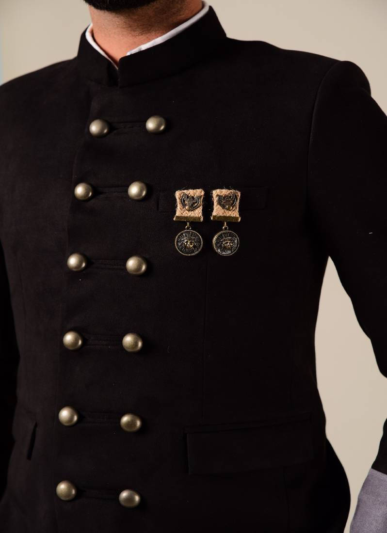 Handmade Stylishly Designed Jodhpuri Bandhgala Suit with Indian Breeches