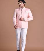 Light Pink Bandhgala Jodhpuri Designer Blazer With White Trouser