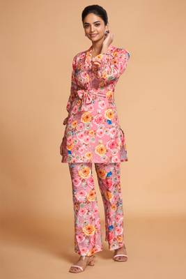Pink color rayon co-ord set 1