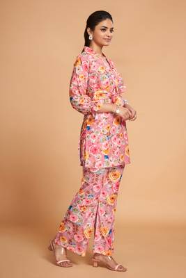 Pink color rayon co-ord set 2
