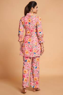 Pink color rayon co-ord set 3