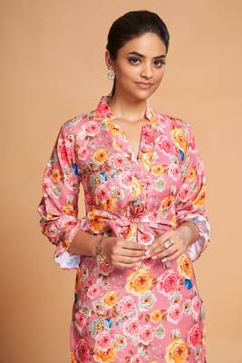 Pink color rayon co-ord set 4