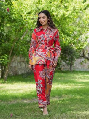 red paisley printed co-ord set 1