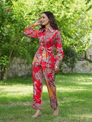 red paisley printed co-ord set 2
