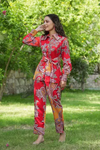 red paisley printed co-ord set