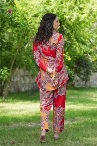 red paisley printed co-ord set