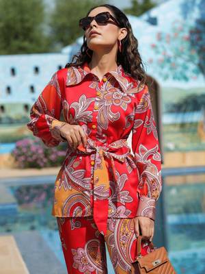 red paisley printed co-ord set 4
