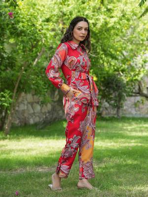 red paisley printed co-ord set 5