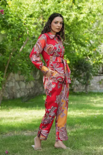 red paisley printed co-ord set