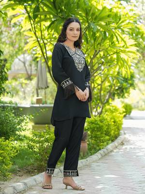 black embroidered shirt and trouser co ords 2