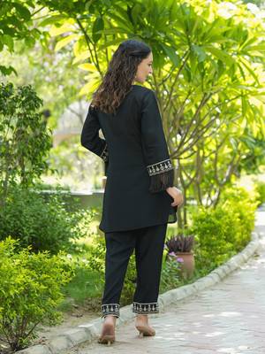 black embroidered shirt and trouser co ords 3