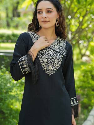 black embroidered shirt and trouser co ords 4