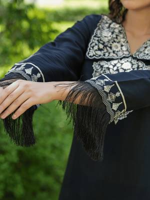 black embroidered shirt and trouser co ords 5