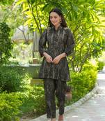 black silk blend paisley print co ords