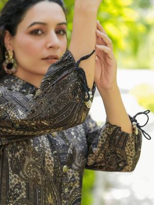 black silk blend paisley print co ords 5
