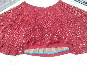 Dark Red Sequins And Zari Embroidered Georgette Semi Stitched Lehenga 6