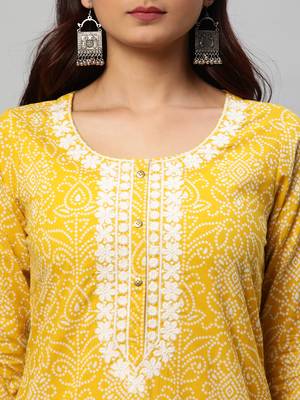 Straight fit cotton kurta with embroidered neck. 4