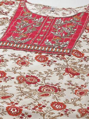 Yufta women cream digital print straight kurta trousers and dupatta set 4