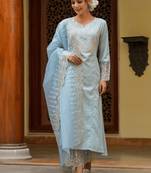 Sky blue kurta dupatta set