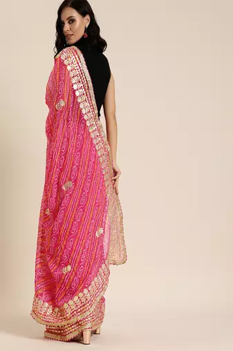   Hand Dyed Bandhani Printed Georgette Saree