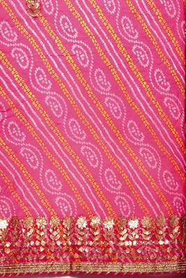   Hand Dyed Bandhani Printed Georgette Saree 5
