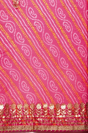   Hand Dyed Bandhani Printed Georgette Saree