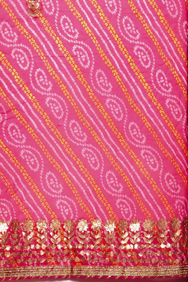 Geroo Jaipur Hand Dyed Bandhani Printed Georgette Saree