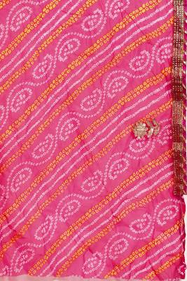   Hand Dyed Bandhani Printed Georgette Saree 6