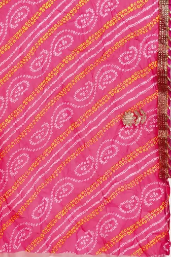   Hand Dyed Bandhani Printed Georgette Saree
