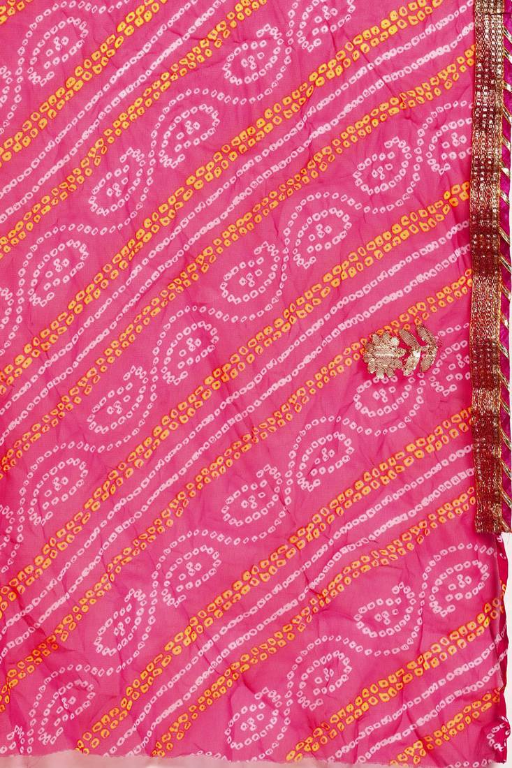 Geroo Jaipur Hand Dyed Bandhani Printed Georgette Saree