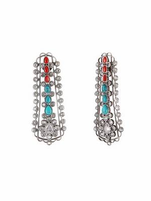 Oxidised kundan-sudded stone-studded earrings 5