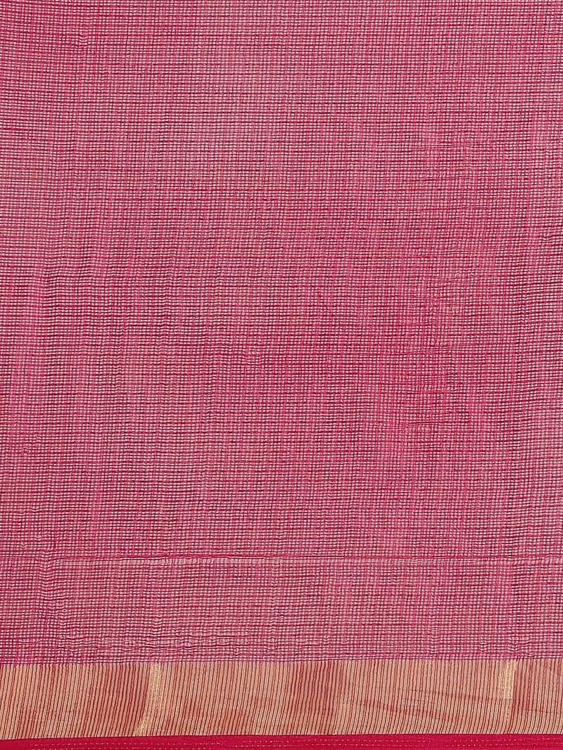 Geroo Jaipur Hand Dyed Pink & Orange Bandhani Kota Silk Sustainable Sareee