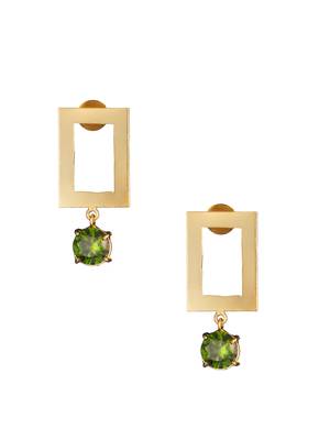 Gold-plated green stone-studded handcrafted earrings 5