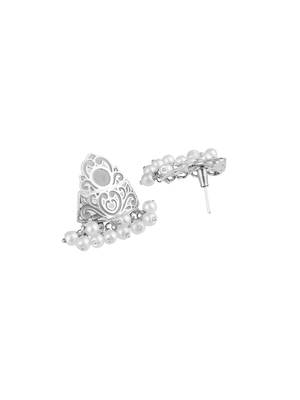 Silver-plated pearl-beaded handcrafted earrings 5