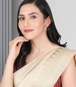 Gold-plated leaf design handcrafted earrings