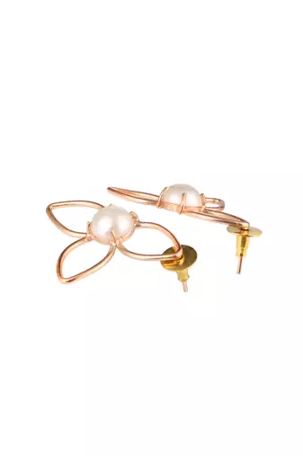 Gold-plated leaf design handcrafted earrings