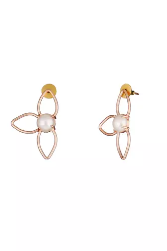 Gold-plated leaf design handcrafted earrings