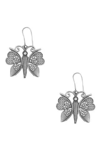 Silver-plated butterfly shape earrings