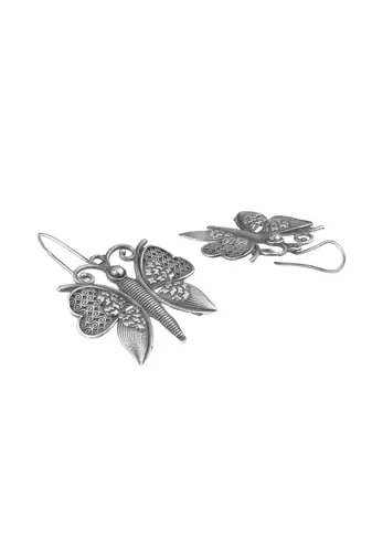 Silver-plated butterfly shape earrings