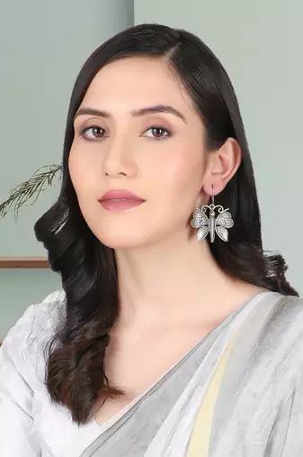 Silver-plated butterfly shape earrings