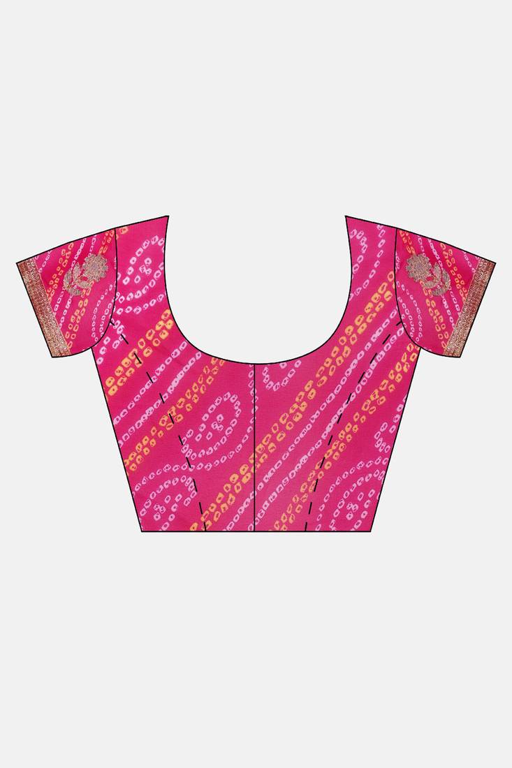 Geroo Jaipur Hand Dyed Magenta Bandhani Georgette Saree