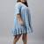 Xl love by janasya women's light blue denim yoke embroidered flared dress